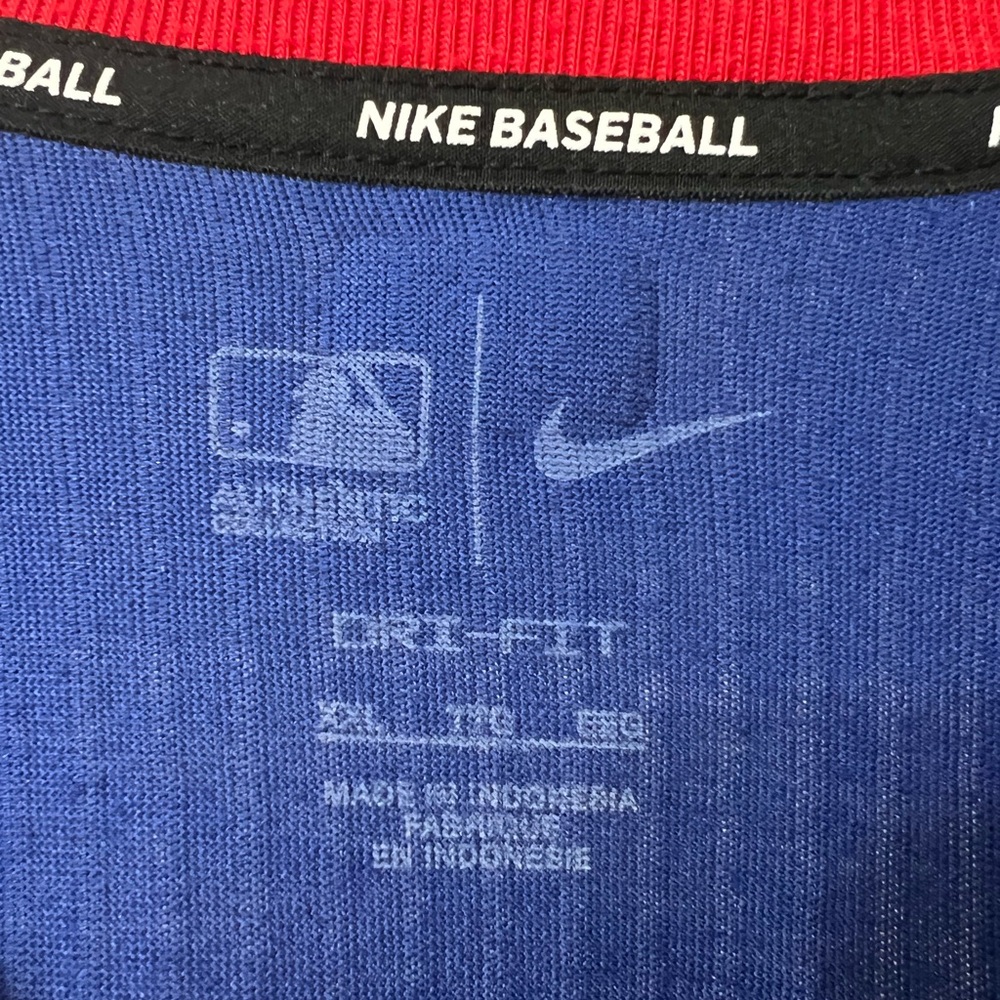 Nike Baseball Texas Rangers Logo Long Sleeve Blue and Red Shirt - Picture 8 of 11